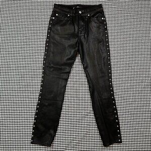 Seven for All Mankind Black Studded Wax Coated Black Skinny Denim Jeans Size 25